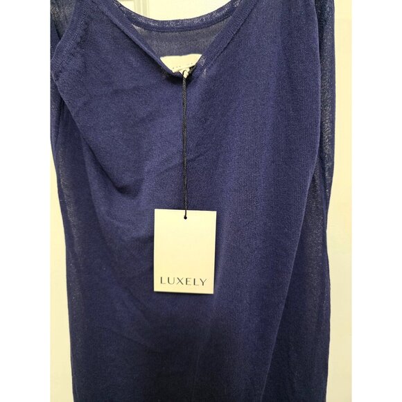 Luxely Women's Navy Blue Swimming Cover Dress Spaghetti Straps Lightweight & Bre - Picture 4 of 7